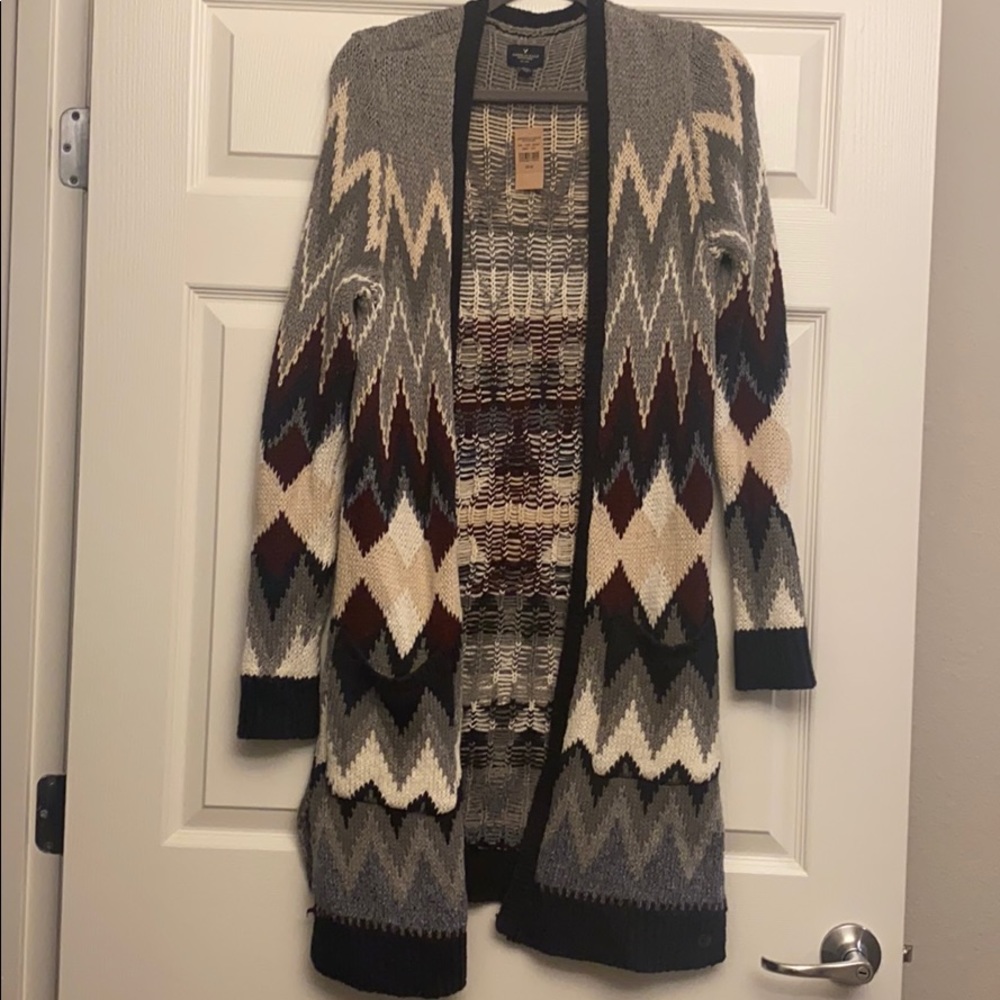 Long Cardigan- Chevron print